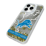 Detroit Lions Personalized Tilt Glitter Phone Case for Apple iPhone