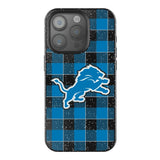 Detroit Lions Plaid Black Bling Phone Case for Apple iPhone