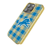 Detroit Lions Plaid Bling Phone Case for Apple iPhone