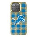 Detroit Lions Plaid Bling Phone Case for Apple iPhone