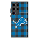 Detroit Lions Plaid MagSafe Compatible Phone Case for Samsung Galaxy
