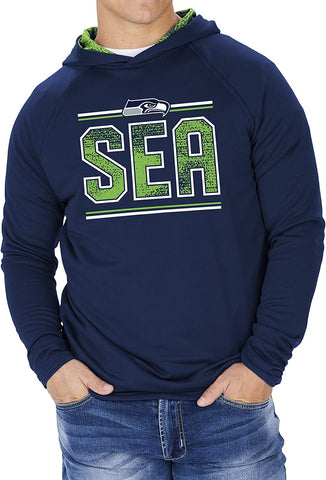ZUBAZ SEATTLE SEAHAWKS NFL MEN'S LIGHTWEIGHT HOODIE WITH STATIC HOOD LINER-Small