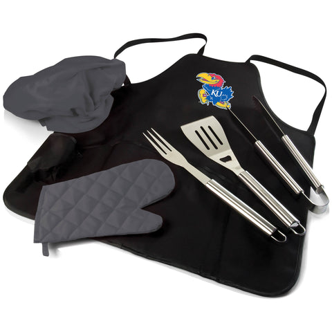 Kansas Jayhawks - BBQ Apron Tote Pro Grill Set