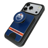 Edmonton Oilers Personalized Endzone Solid PopSockets MagSafe-Compatible PopWallet+