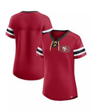 Women's San Francisco 49ers Fanatics Bling Athena Jersey Style Lace-up T-Shirt