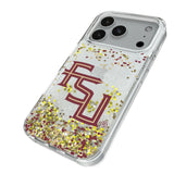 Florida State University Seminoles Athletic Wordmark Confetti Glitter Phone Case for Apple iPhone