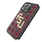 Florida State University Seminoles Athletic Wordmark Plaid Black Bling Phone Case for Apple iPhone