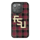 Florida State University Seminoles Athletic Wordmark Plaid Black Bling Phone Case for Apple iPhone