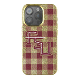 Florida State University Seminoles Athletic Wordmark Plaid Bling Phone Case for Apple iPhone