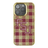 Florida State University Seminoles Athletic Wordmark Plaid Bling Phone Case for Apple iPhone