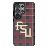 Florida State University Seminoles Athletic Wordmark Plaid MagSafe Compatible Phone Case for Samsung Galaxy