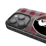Florida State University Seminoles Plaid Black Bling Phone Case for Apple iPhone