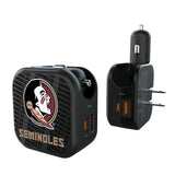 Florida State University Seminoles Text Backdrop 2 in 1 USB A/C Charger