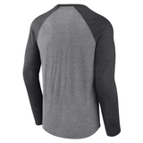 Men's Fanatics Heather Gray/Heather Charcoal Carolina Panthers Weekend Casual Raglan Tri-Blend Long Sleeve T-Shirt