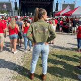 Ohio State Curve Black Army Green Shacket