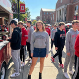 Ohio State Black Curve Gray Crewneck  Long Sleeve Sweater