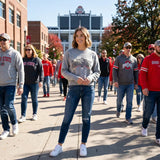 Ohio State Black Curve Gray Crewneck  Long Sleeve Sweater