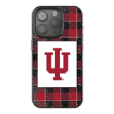 Indiana University Hoosiers Plaid Black Bling Phone Case for Apple iPhone