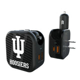 Indiana University Hoosiers Text Backdrop 2 in 1 USB A/C Charger