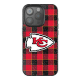 Kansas City Chiefs Plaid Black Bling Phone Case for Apple iPhone