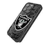 Las Vegas Raiders Paisley Black Bling Phone Case for Apple iPhone