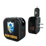 Los Angeles Chargers Historic Collection Text Backdrop 2 in 1 USB A/C Charger