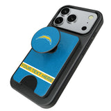 Los Angeles Chargers Personalized Endzone Solid PopSockets MagSafe-Compatible PopWallet+
