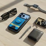 Los Angeles Chargers Personalized Endzone Solid PopSockets MagSafe-Compatible PopWallet+