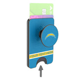 Los Angeles Chargers Personalized Endzone Solid PopSockets MagSafe-Compatible PopWallet+