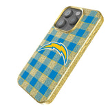 Los Angeles Chargers Plaid Bling Phone Case for Apple iPhone