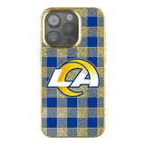 Los Angeles Rams Plaid Bling Phone Case for Apple iPhone