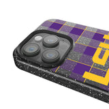 Louisiana State University Tigers Plaid Black Bling Phone Case for Apple iPhone