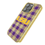 Louisiana State University Tigers Plaid Bling Phone Case for Apple iPhone