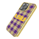 Louisiana State University Tigers Plaid Bling Phone Case for Apple iPhone