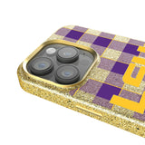 Louisiana State University Tigers Plaid Bling Phone Case for Apple iPhone