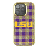 Louisiana State University Tigers Plaid Bling Phone Case for Apple iPhone