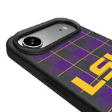 Louisiana State University Tigers Plaid MagSafe Compatible Phone Case for Apple iPhone