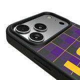 Louisiana State University Tigers Plaid MagSafe Compatible Phone Case for Apple iPhone