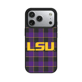 Louisiana State University Tigers Plaid MagSafe Compatible Phone Case for Apple iPhone