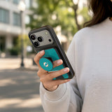 Miami Dolphins Personalized Endzone Solid PopSockets MagSafe-Compatible PopWallet+