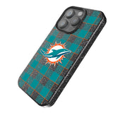 Miami Dolphins Plaid Black Bling Phone Case for Apple iPhone