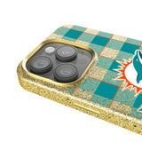 Miami Dolphins Plaid Bling Phone Case for Apple iPhone