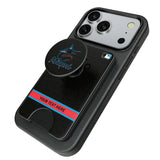 Miami Marlins Personalized Endzone Solid PopSockets MagSafe-Compatible PopWallet+