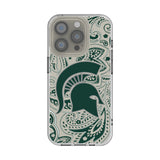 Michigan State University Spartans Paisley Clear Phone Case for Apple iPhone