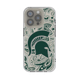 Michigan State University Spartans Paisley Clear Phone Case for Apple iPhone