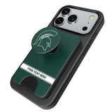 Michigan State University Spartans Personalized Endzone Solid PopSockets MagSafe-Compatible PopWallet+