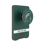 Michigan State University Spartans Personalized Endzone Solid PopSockets MagSafe-Compatible PopWallet+