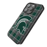 Michigan State University Spartans Plaid Black Bling Phone Case for Apple iPhone