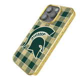 Michigan State University Spartans Plaid Bling Phone Case for Apple iPhone