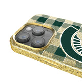 Michigan State University Spartans Plaid Bling Phone Case for Apple iPhone